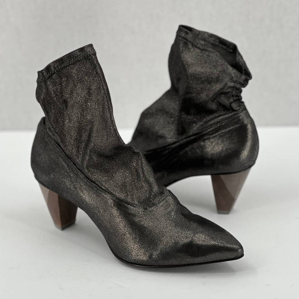 COCLICO Shoes Womens 37 Gray Metallic Juno Boot Stretch Anthracite Scrunch - Picture 12 of 12